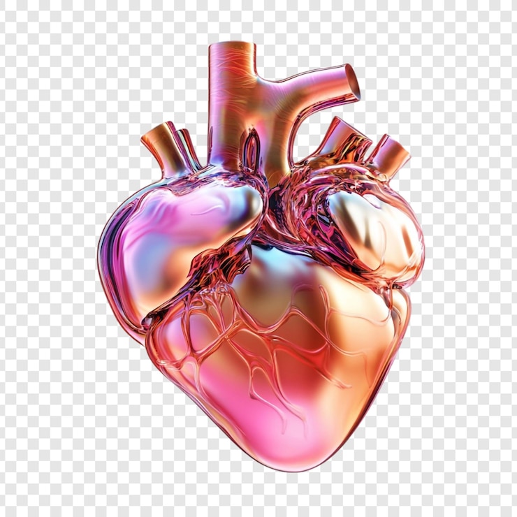 PSD corazón humano iridescente una representación en 3d de precisión anatómica y toque artístico