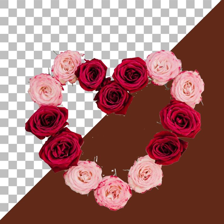 un corazón con la letra h en él está hecho de rosas rosas