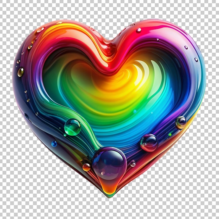 PSD corazón líquido con los colores del arco iris