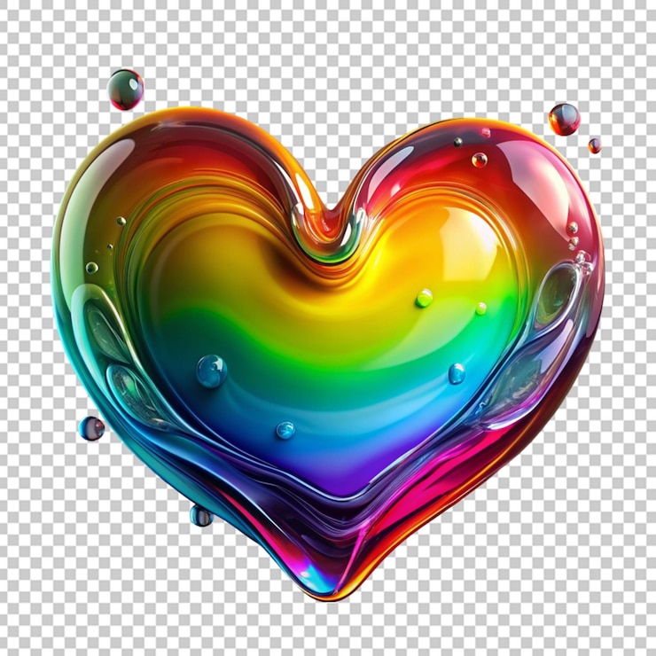 PSD corazón líquido con los colores del arco iris