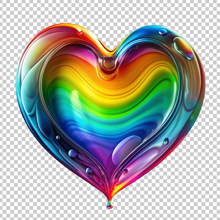 PSD corazón líquido con los colores del arco iris