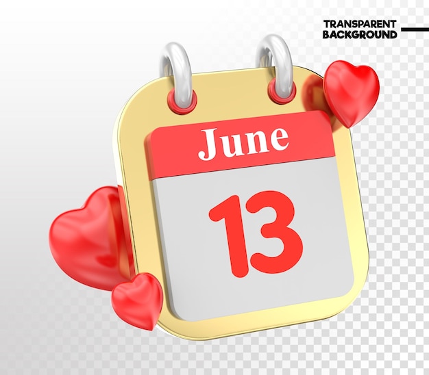 con corazón mes calendario del día