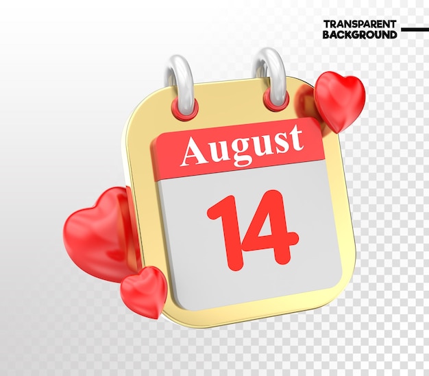 PSD corazón mes del día del calendario 3d render