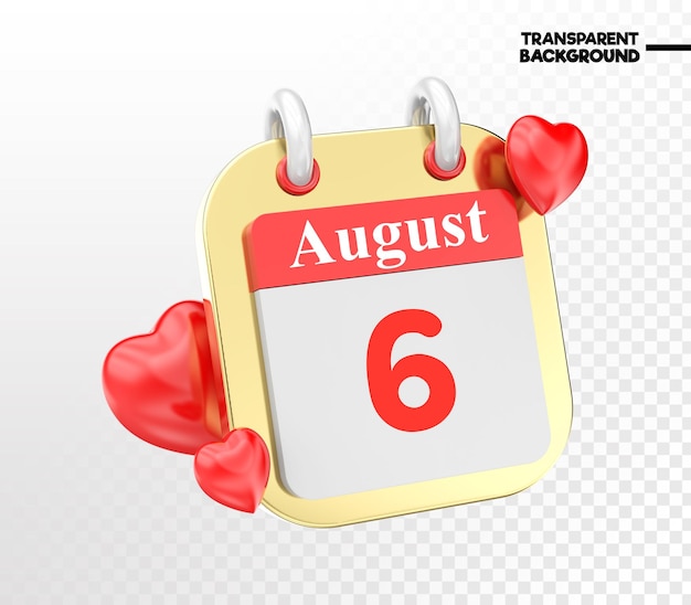 PSD corazón mes del día del calendario 3d render