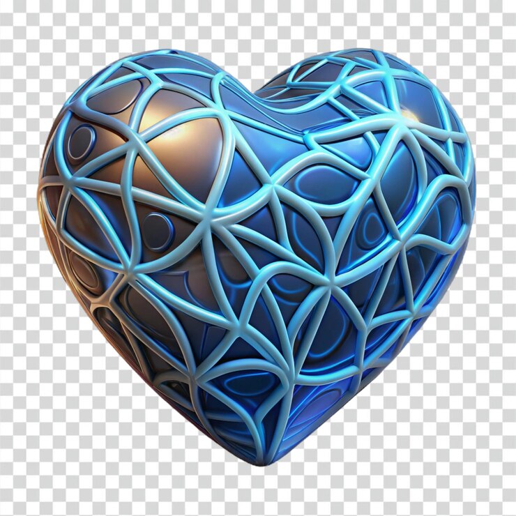 PSD el corazón de metal azul en 3d