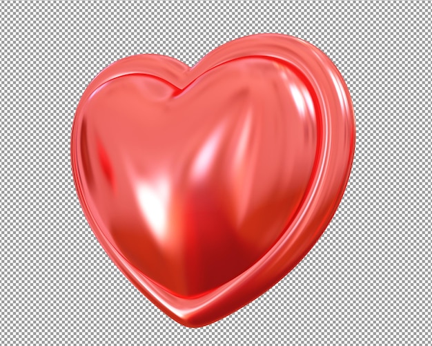 PSD corazón metálico rojo 3d