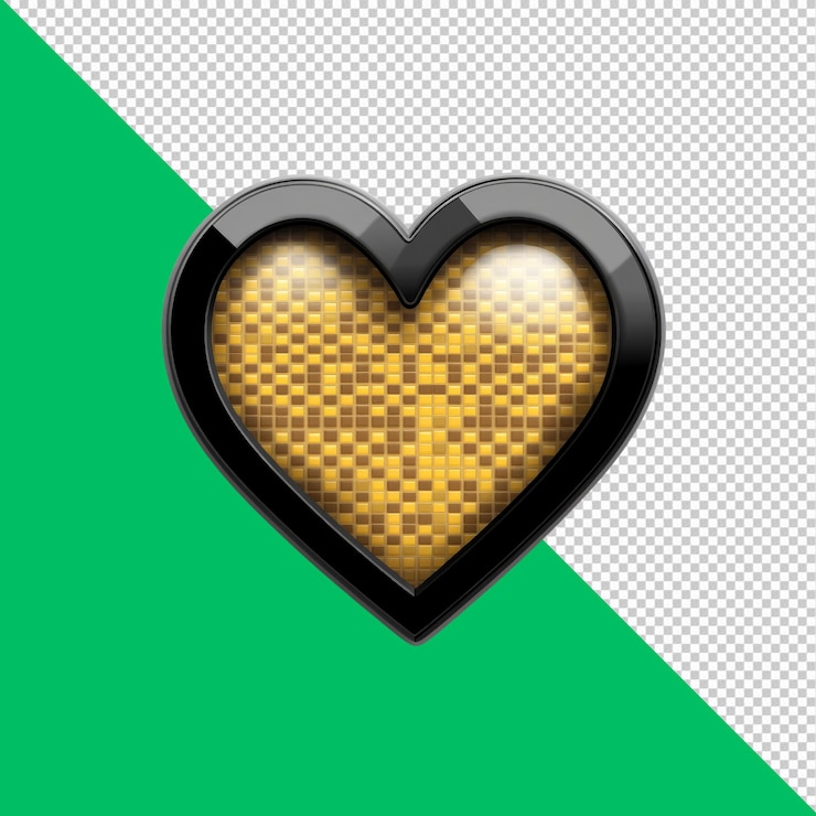 PSD corazón de mosaico dorado en 3d con una forma de corazón de lujo