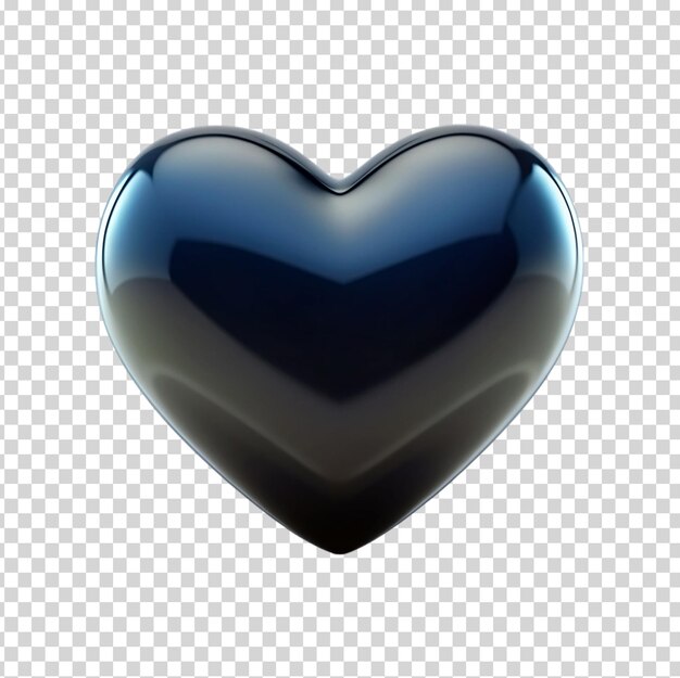 PSD corazón negro sobre un fondo transparente