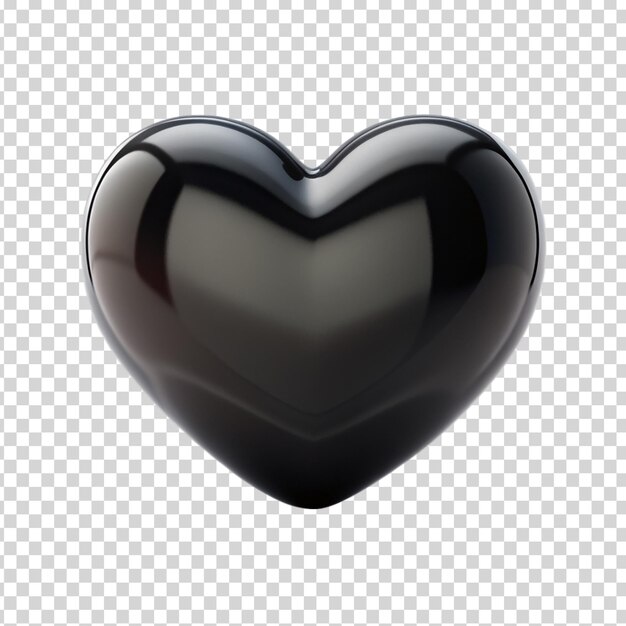 Corazón negro sobre un fondo transparente