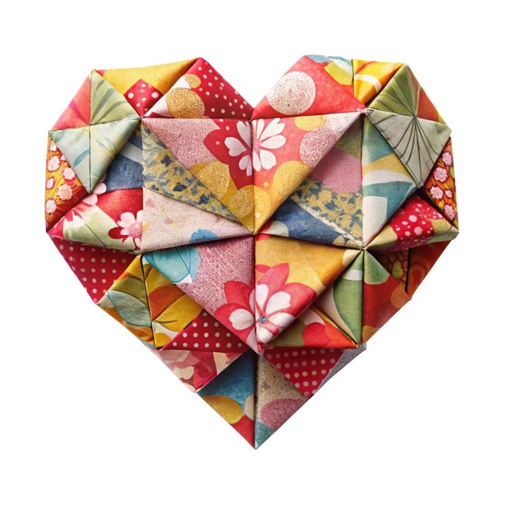 PSD corazón de origami inspirado en el arte japonés