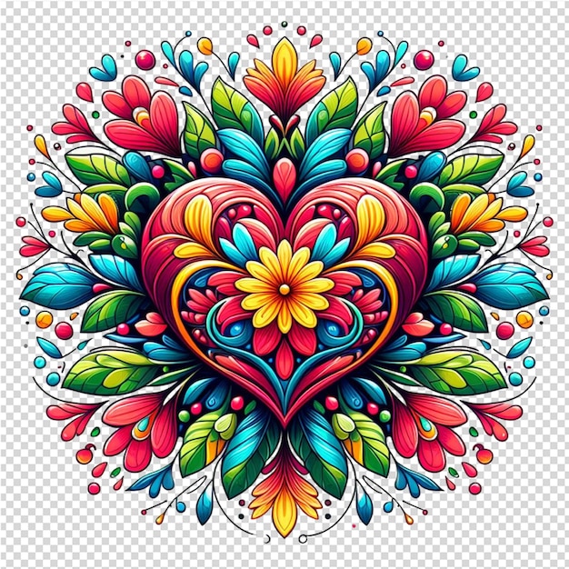 PSD corazón con ornamento colorido en el estilo de vidrio pintado