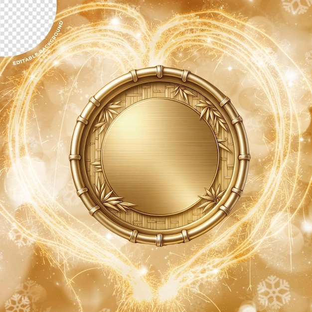 Un corazón de oro con un fondo de oro y un corazón de oro