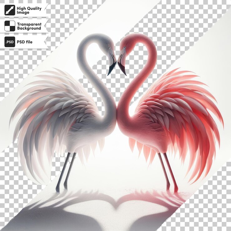 PSD un corazón con las palabras flamencos en la parte inferior