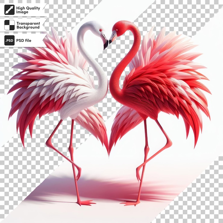 PSD un corazón con las palabras flamencos en la parte inferior