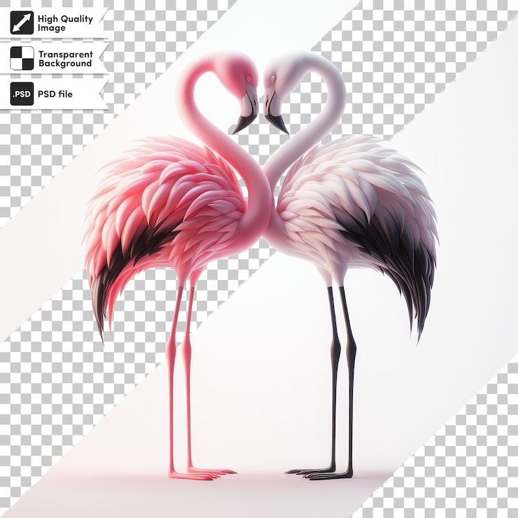 PSD un corazón con las palabras flamencos en la parte inferior