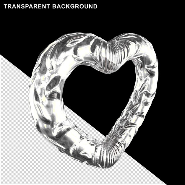Corazón de plata acanalado