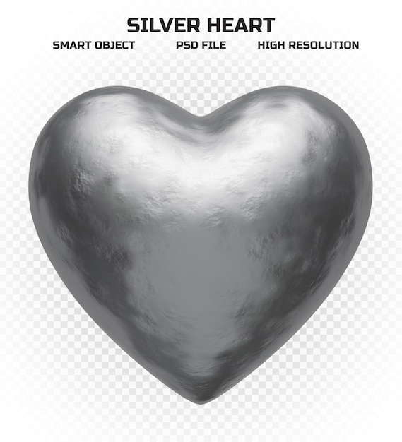 Corazón de plata mate en alta resolución para decoración