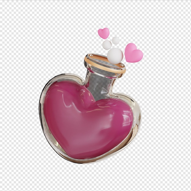 El corazón de la poción del día de San Valentín en 3D