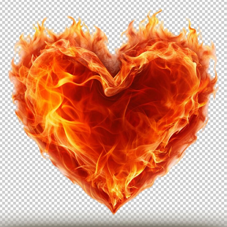 PSD un corazón que dice "fuego" en el medio
