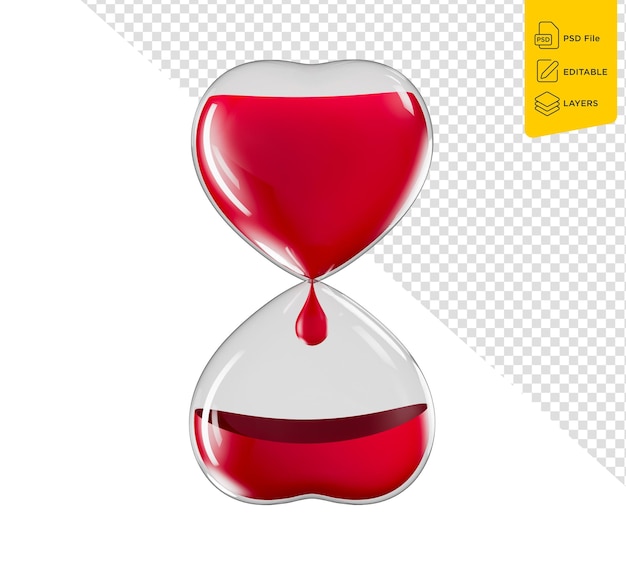 Corazón de reloj de arena Día del donante Transfusión de sangre Ilustración 3d