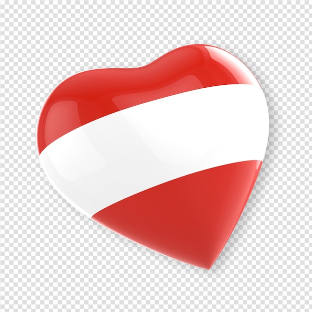 Corazón en render 3d con bandera de austria