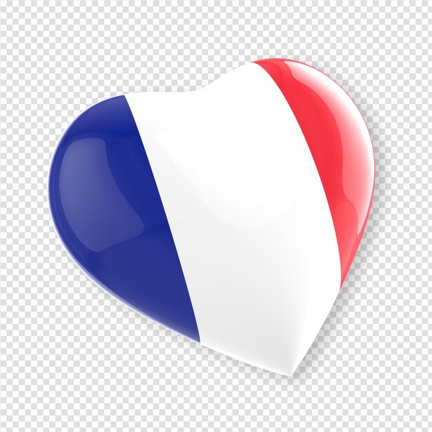 Corazón en render 3d con bandera de france1