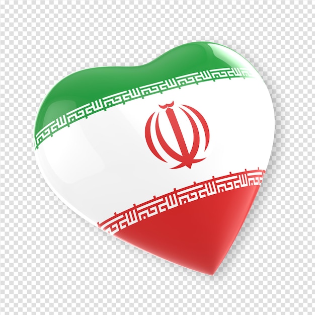 Corazón en render 3d con bandera de irán