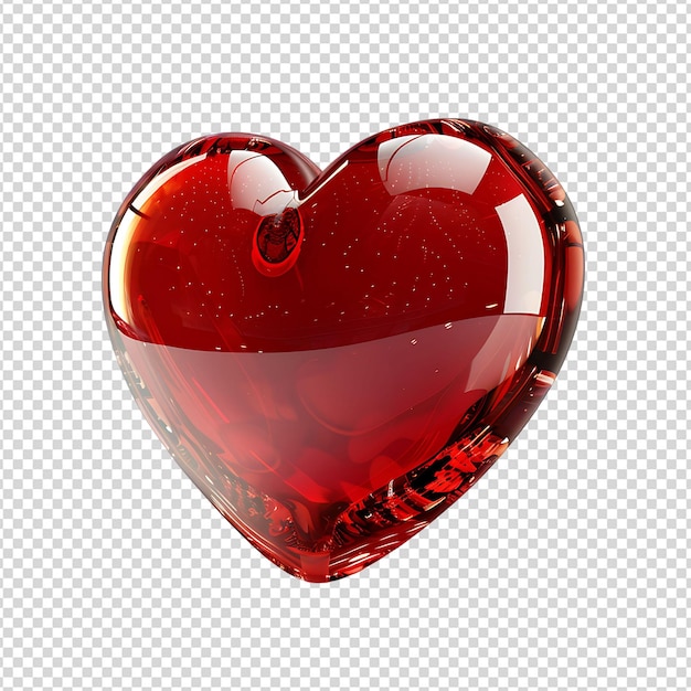 PSD corazón rojo en 3d en fondo aislado