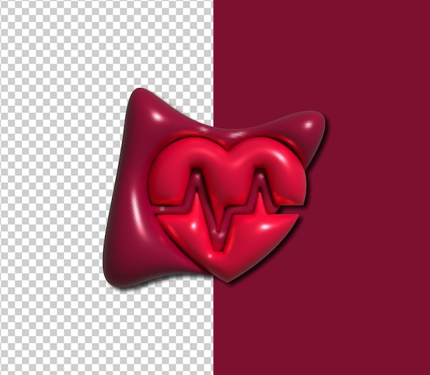 Un corazón rojo 3d render archivo psd transparente
