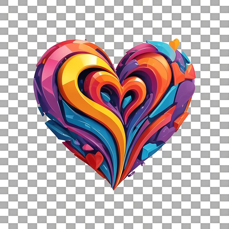 PSD un corazón rojo aislado en un fondo transparente