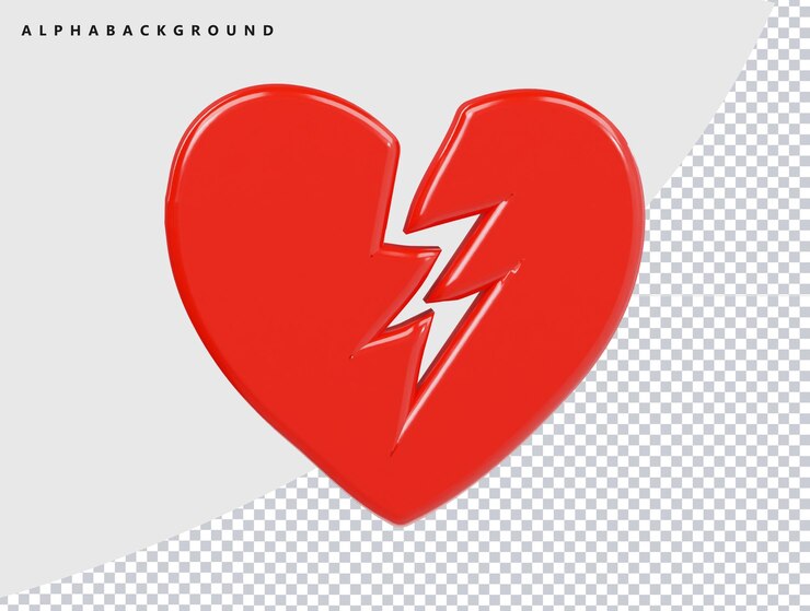 PSD un corazón rojo con un corazón roto en la parte inferior