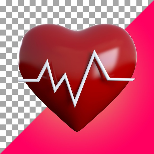 Corazón rojo con línea de ECG blanca