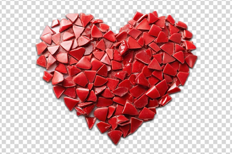 PSD corazón rojo de papel roto en muchos pedazos pequeños png