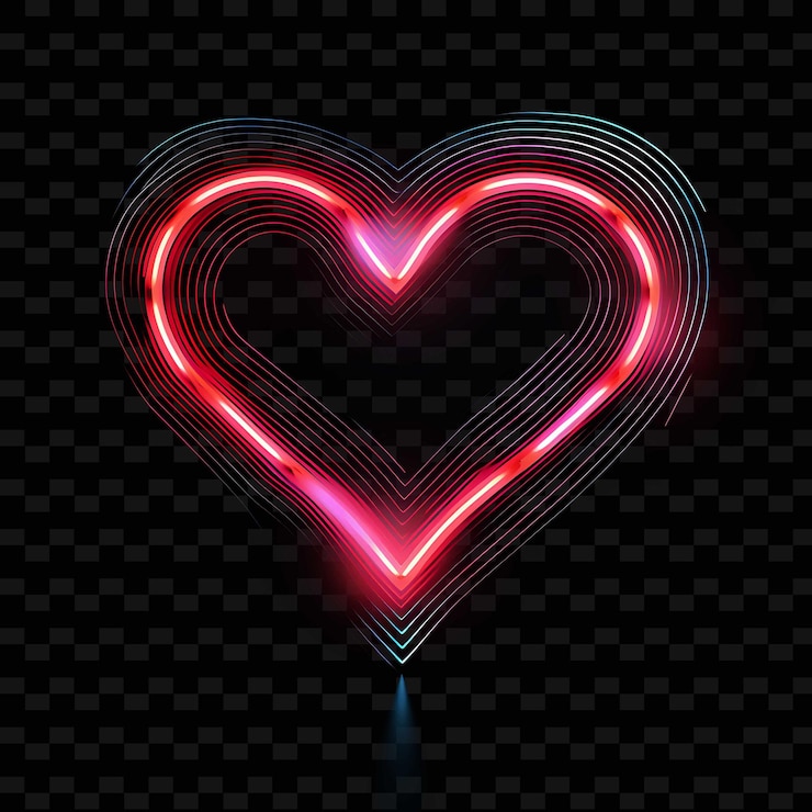 PSD corazón romántico rojo zigzag líneas de neón decoraciones de estrellas png curvado formas y2k artes de luz transparentes