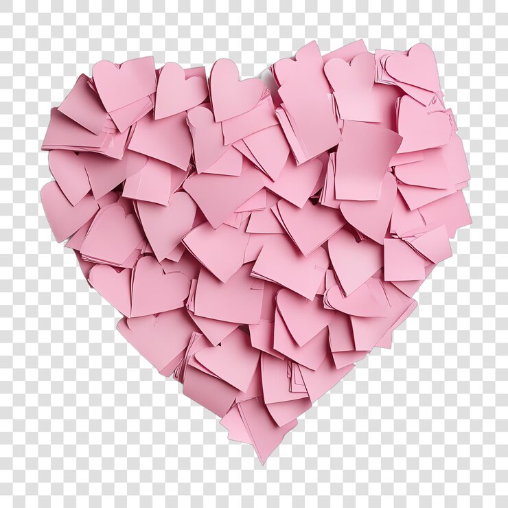 PSD corazón en rosa aislado sobre un fondo transparente