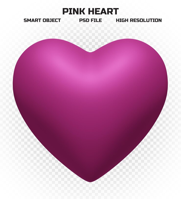 PSD corazón rosa mate en alta resolución para decoración