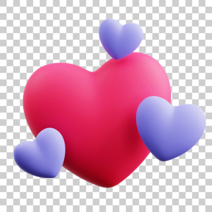PSD corazón rosado en 3d con acentos púrpuras