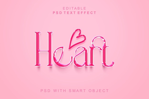 Corazón rosado en 3D Efecto de texto PSD