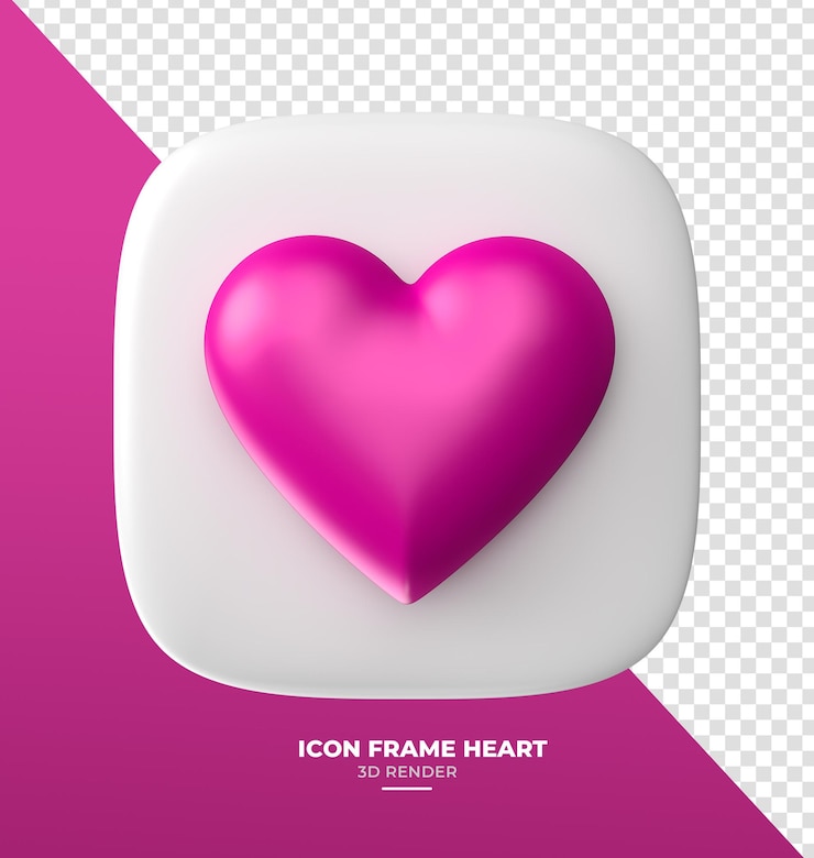 PSD corazón rosado en la insignia cuadrada blanca para octubre campaña rosada en 3d con fondo transparente