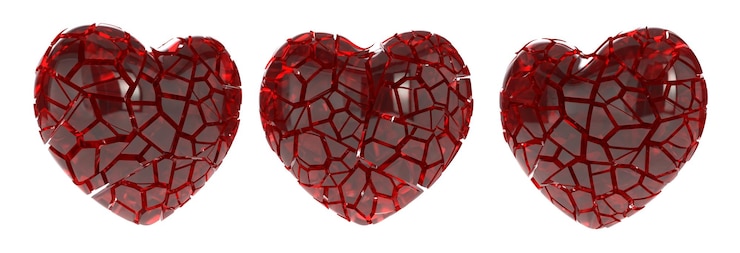 PSD corazón roto, aislado, fondo transparente, 3d, interpretación