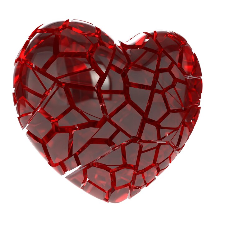 PSD corazón roto, aislado, fondo transparente, 3d, interpretación