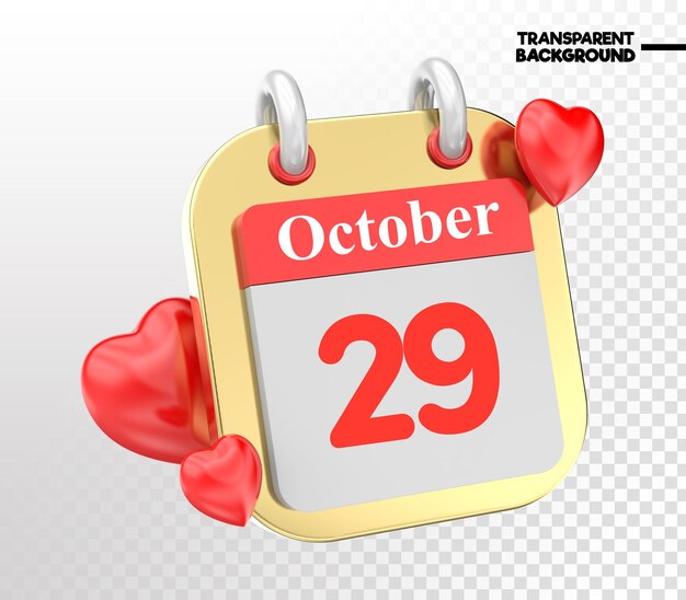 PSD corazón de septiembre con mes calendario de día 27