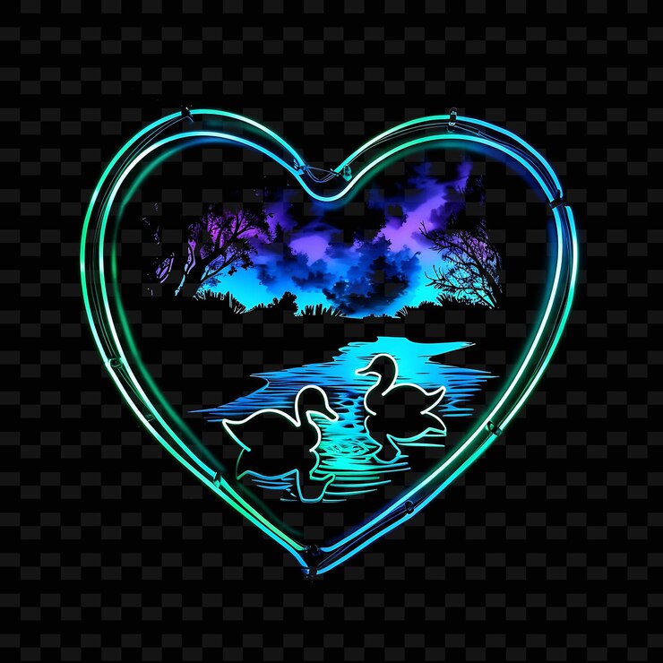 PSD un corazón con una silueta de una pareja en el cielo