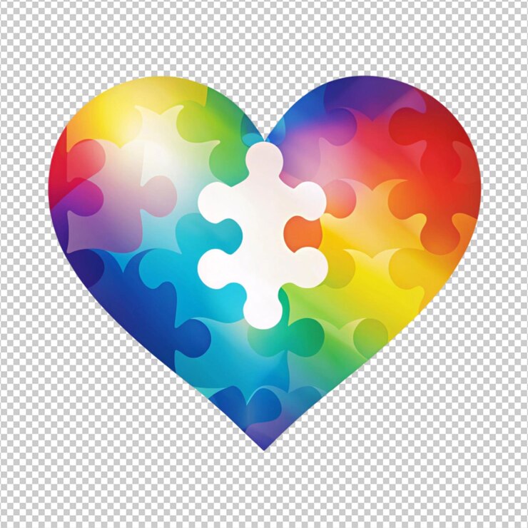 PSD corazón sobre un fondo blanco autismo