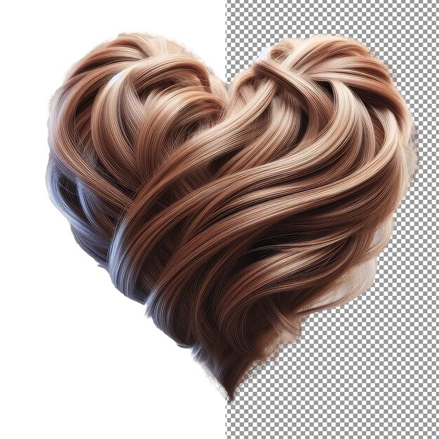 Corazón tress cabello aislado formado en forma de corazón en un lienzo png transparente