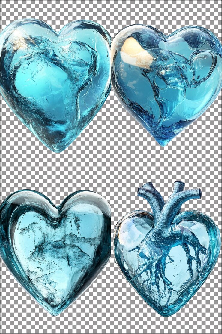 Corazón turquesa Símbolo de amor fresco y calmante Hiperrealista PNG aislado con Ba transparente claro