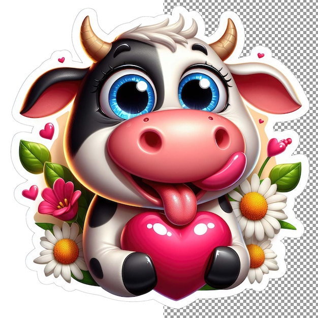 PSD el corazón de la vaca con la pegatina de amor