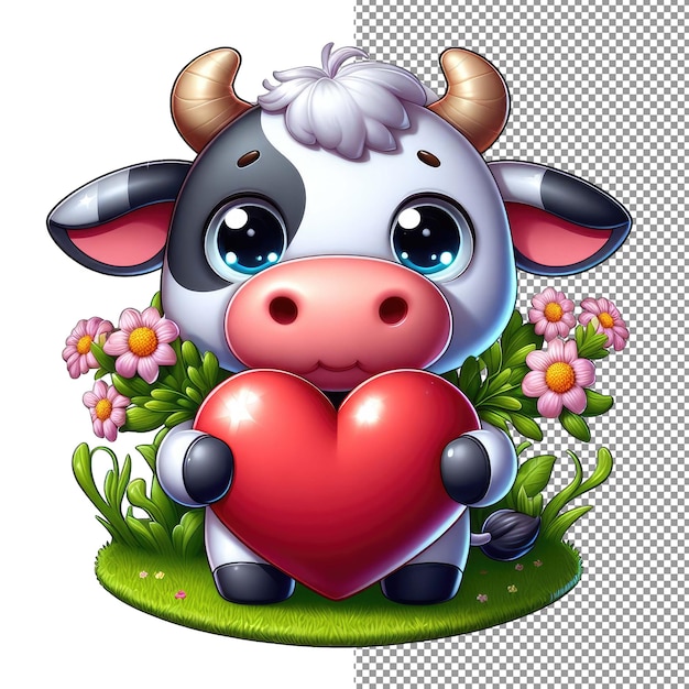 PSD el corazón de la vaca con la pegatina de amor