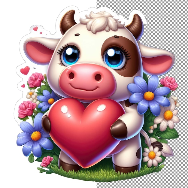 PSD el corazón de la vaca con la pegatina de amor