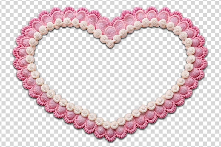 PSD corazón de vieira rosa y blanca en el marco del borde png